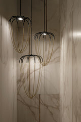 Alysoid Pendant with Brass Beads, 43 cm ø x 80, LED, Phase Dim, IP20