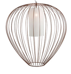 Cell Pendant Lamp, Wide, 87 cm H, Bronze Metal with White Poly, E27, IP65