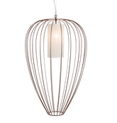 Cell Pendant Lamp, Tall, 88 cm H, Bronze Metal with White Poly, E27, IP65