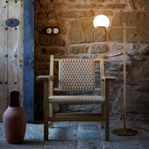 Circ Floor Lamp, Glass Shade with Satin Gold, LED, IP20