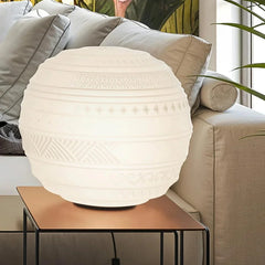 Braille Table Lamp, 25cm, White Textured Glass with Black Base, E14, IP20
