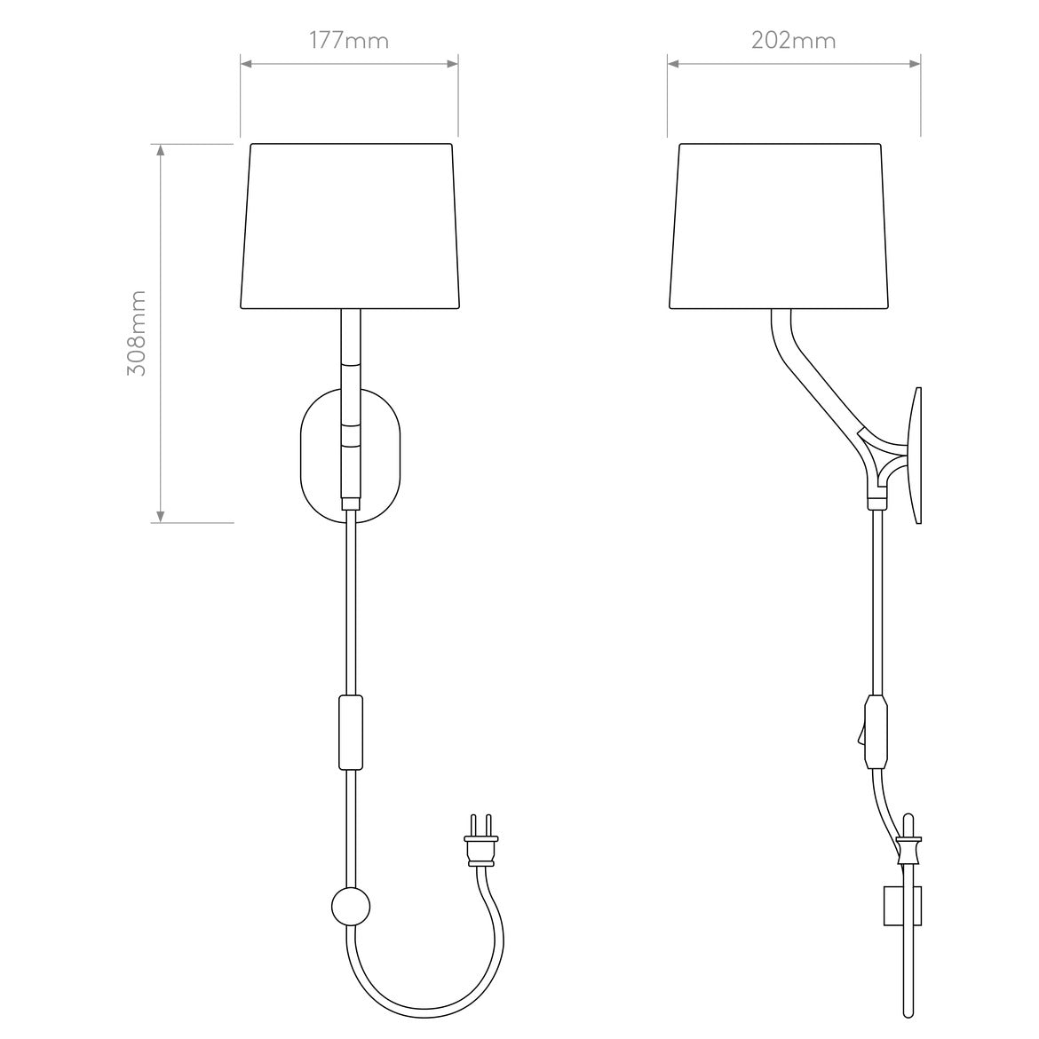 Arbor Reading Wall Light, White, Plug In, E14, IP20