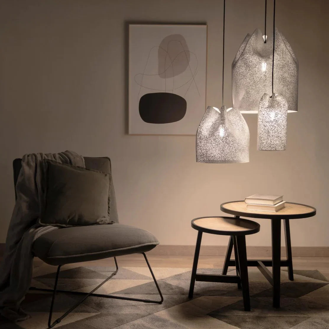 Agasallo Pendant, Tall, 30 cm ø, Steel Mesh, E27, Triac Dim, IP20