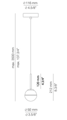Alfi Pendant, White Glass with Gold Cap, LED, Surface, On/Off, IP20