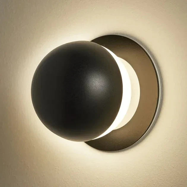 Alfi Wall Light, White Glass with Front Black Cap, LED, Surface, On/Off, IP20