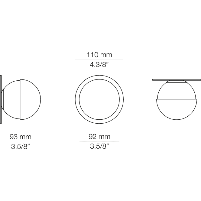 Alfi Wall Light, White Glass with Front Black Cap, LED, Recessed, On/Off, IP20