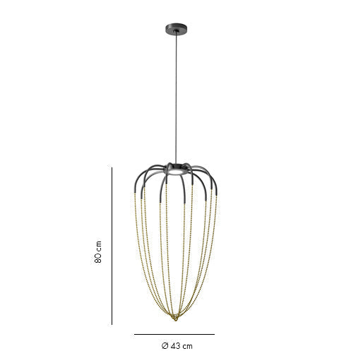 Alysoid Pendant with Brass Beads, 43 cm ø x 80, LED, Phase Dim, IP20