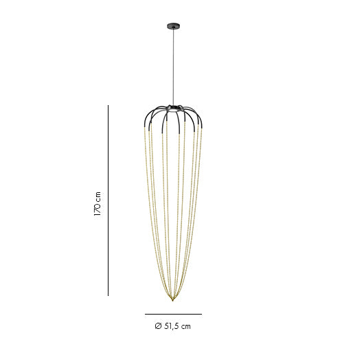 Alysoid Pendant with Brass Beads, 51.5 cm ø x 170, LED, Phase Dim, IP20