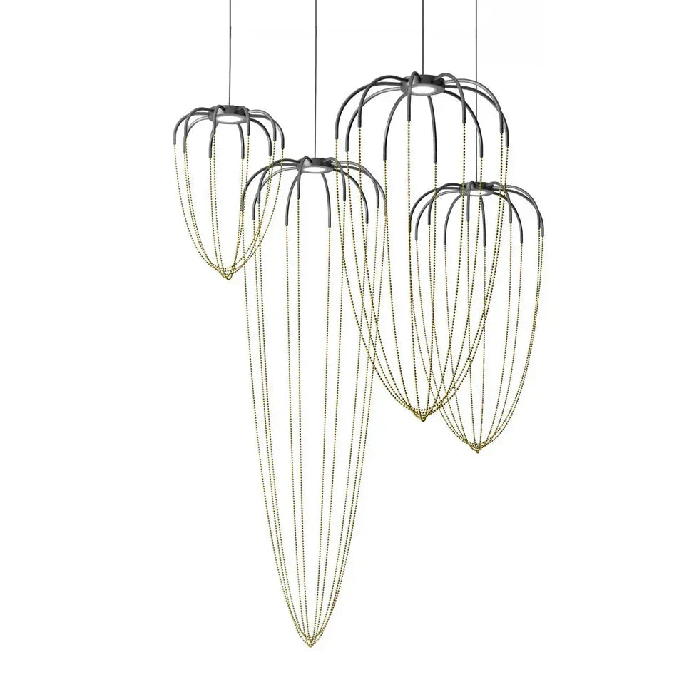Alysoid Pendant with Brass Beads, 34.5 cm ø x 54, LED, Phase Dim, IP20