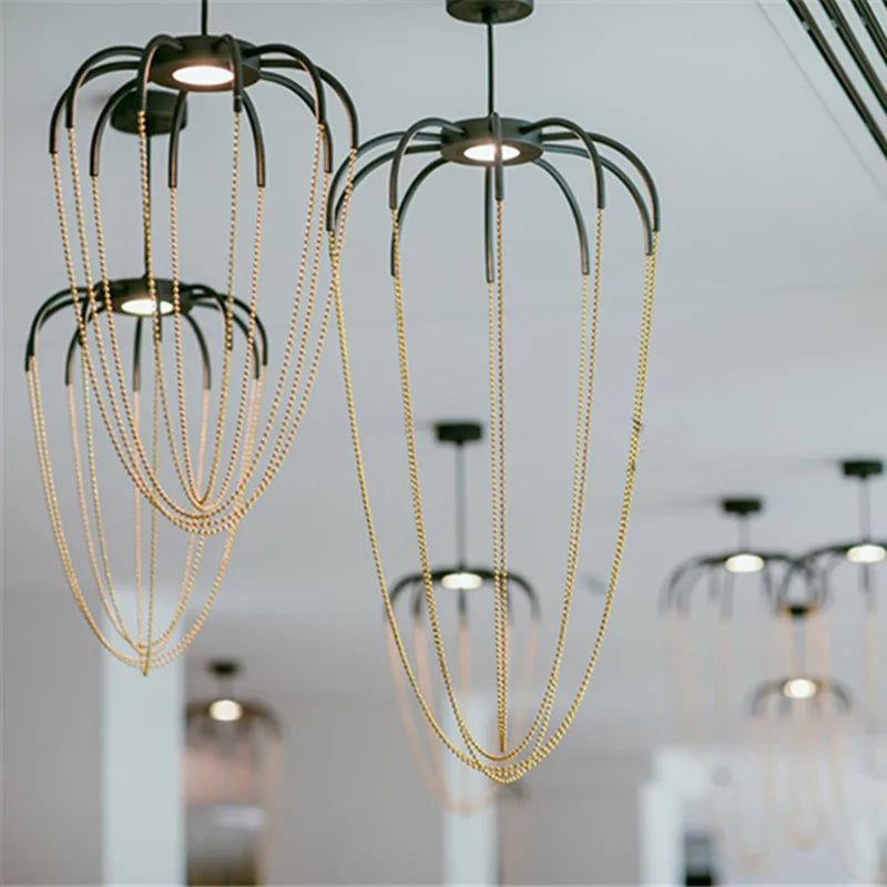 Alysoid Pendant with Brass Beads, 43 cm ø x 80, LED, Phase Dim, IP20