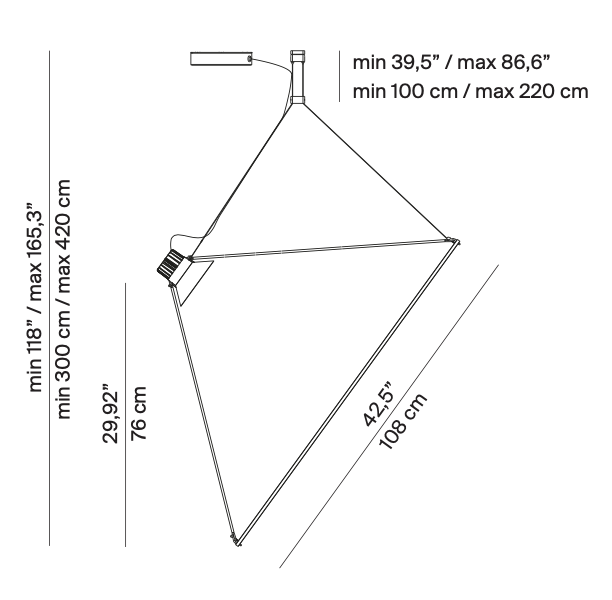 Amisol Pendant, Silver Mirror Stretch Reflector, 108 cm, LED, Push/DALI Dim, IP20