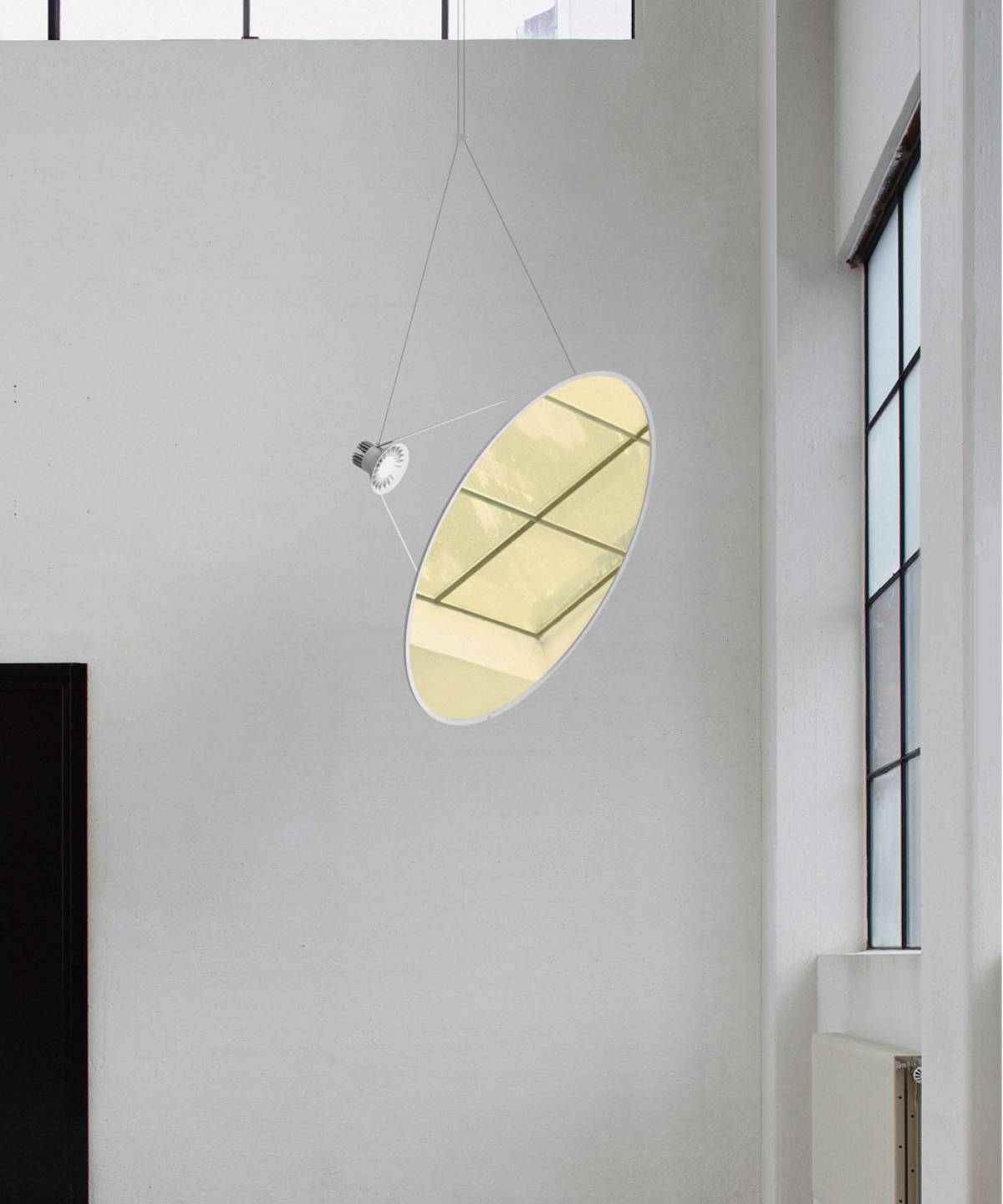 Amisol Pendant, Silver Mirror Stretch Reflector, 108 cm, LED, Push/DALI Dim, IP20