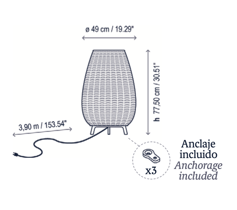 Amphora Floor 1, Medium, Brown, E27, Plugs In, IP66