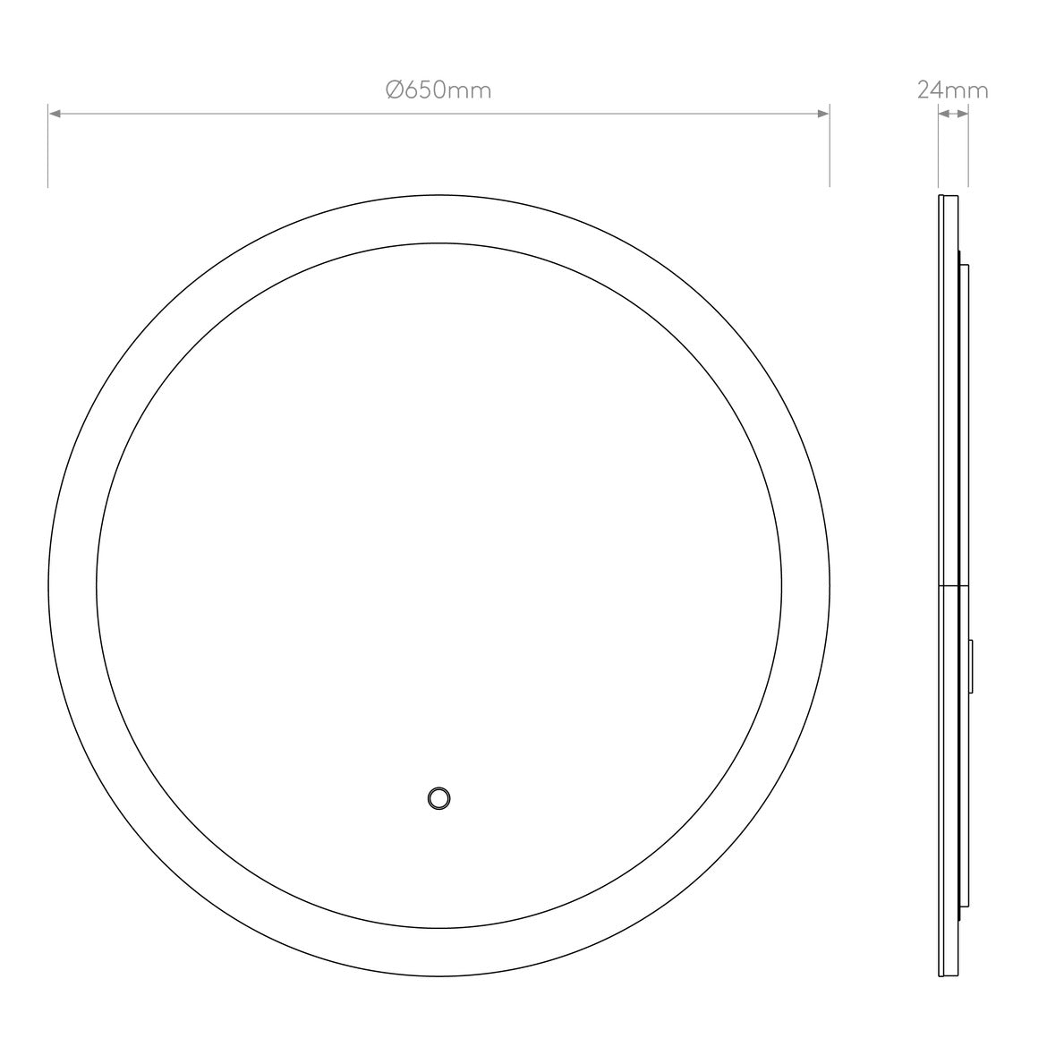 Ascot Illuminated Mirror, Round, LED, Variable Kelvins, NO DIM, IP44