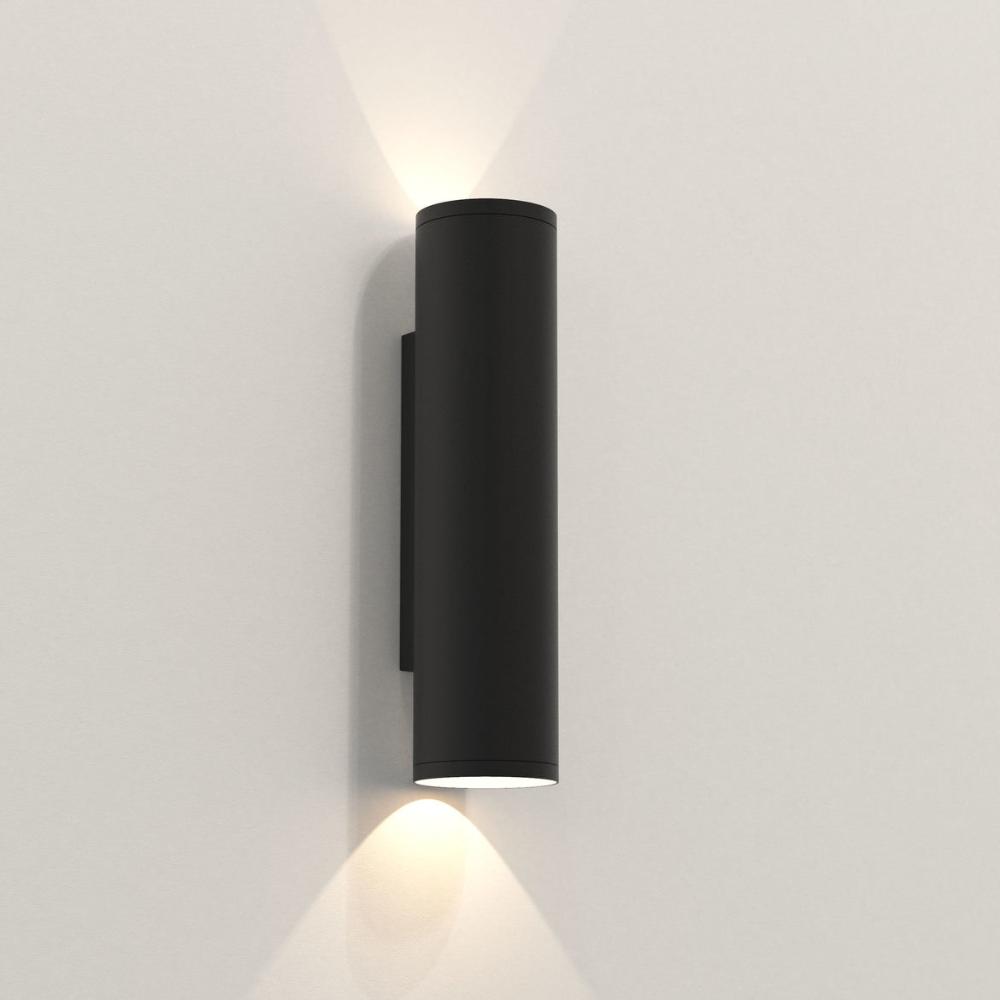 Ava Wall, Textured Black, 2 Beams, GU10, IP44