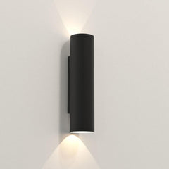 Ava Wall, Textured Black, 2 Beams, GU10, IP44