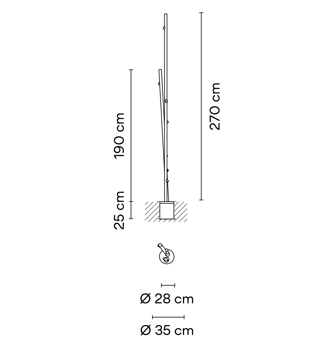 Bamboo Floor, 7 Beam, Green, LED, 14.7W, On/Off, IP66