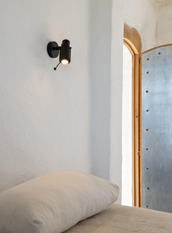 Biny Adjustable Reading Wall with Stick, Black and Nickel, LED, Thumbswitch, IP20