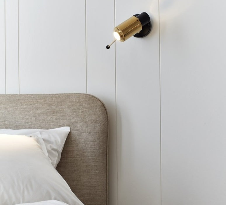 Biny Adjustable Reading Wall with Stick, Black and Gold, LED, Thumbswitch, IP20