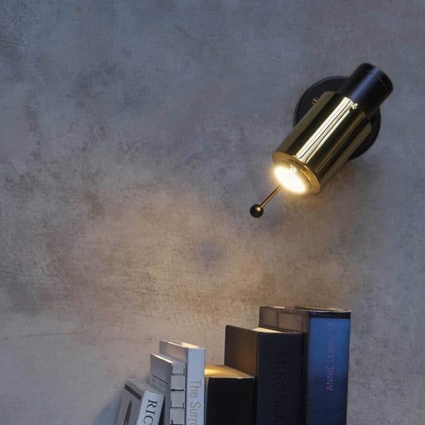 Biny Adjustable Reading Wall with Stick, Black and Gold, GU10, Thumbswitch, IP20
