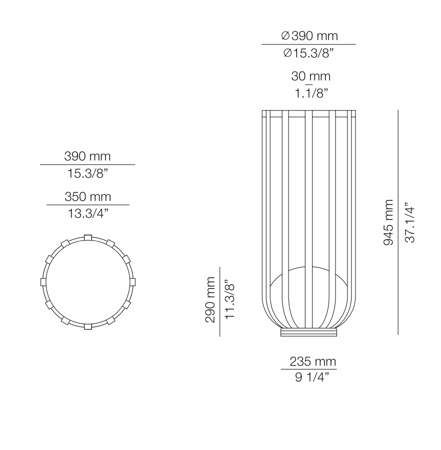 Bols Floor Lamp, Tall Anthracite with Polycarbonate Diffuser, LED, IP65