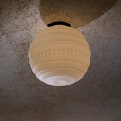 Braille Ceiling, 25 cm, White Textured Glass with Black Base, E14, Triac Dim, IP20