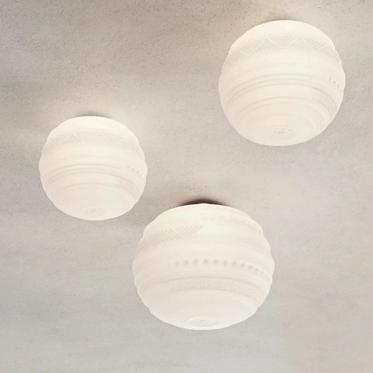 Braille Ceiling, 25 cm, White Textured Glass with Black Base, E14, Triac Dim, IP20