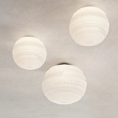 Braille Ceiling, 25 cm, White Textured Glass with Black Base, E14, Triac Dim, IP20