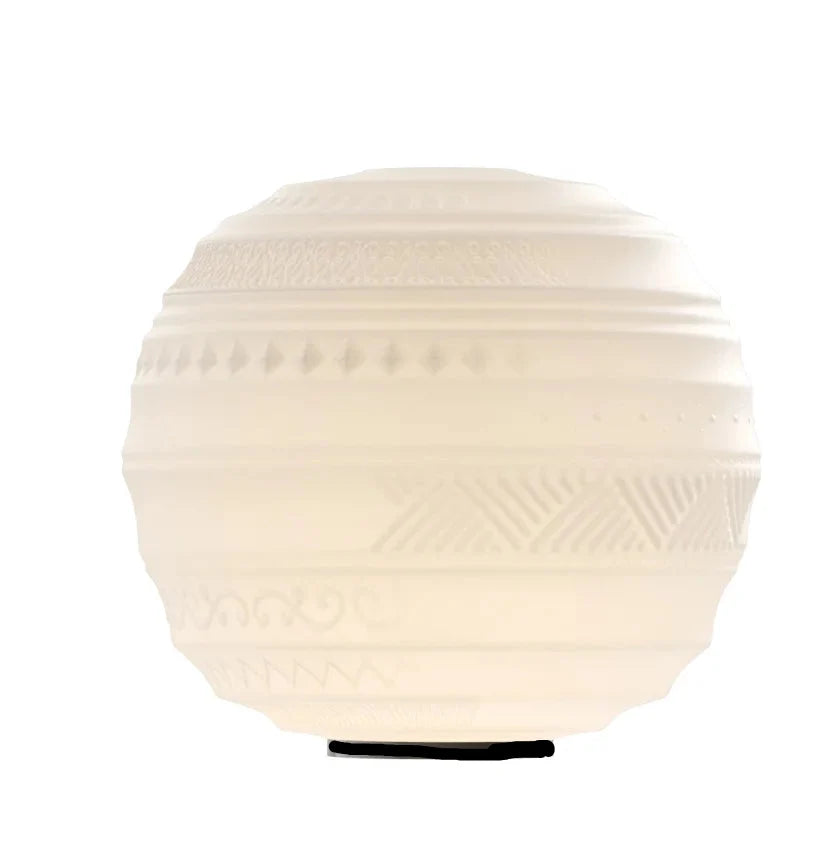 Braille Table Lamp, 25cm, White Textured Glass with Black Base, E14, IP20