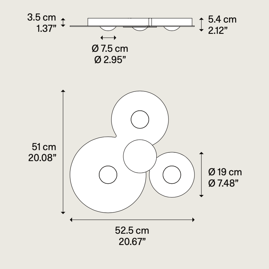 Bugia Ceiling, Triple, Glossy Black, LED, Triac Dim, IP20