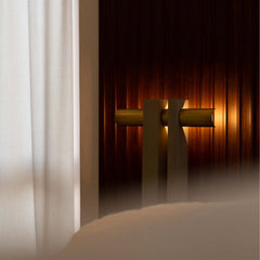 Cauvet Pi Table Lamp, Brass and Concrete, LED, Cord Switch Dim, IP20