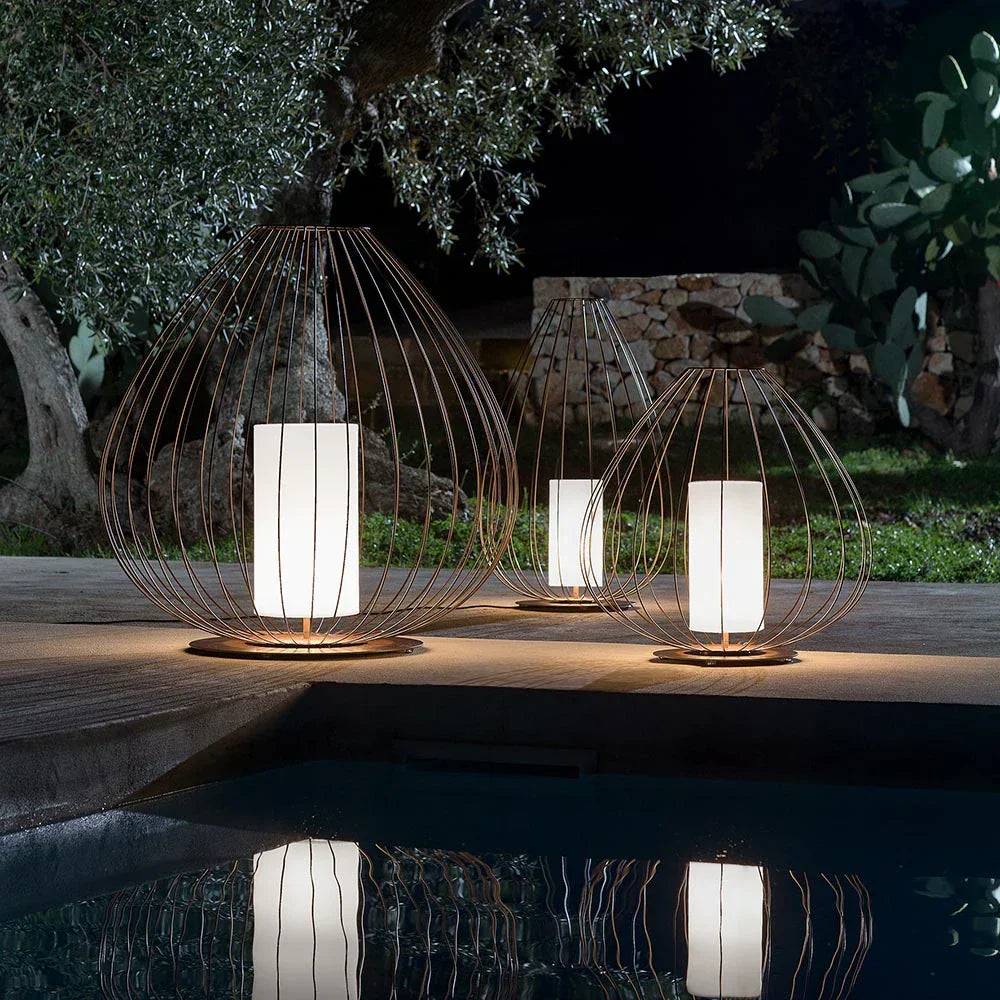 Cell Floor Lamp, Wide, 62 cm H, Bronze Metal with White Poly, E27, IP65
