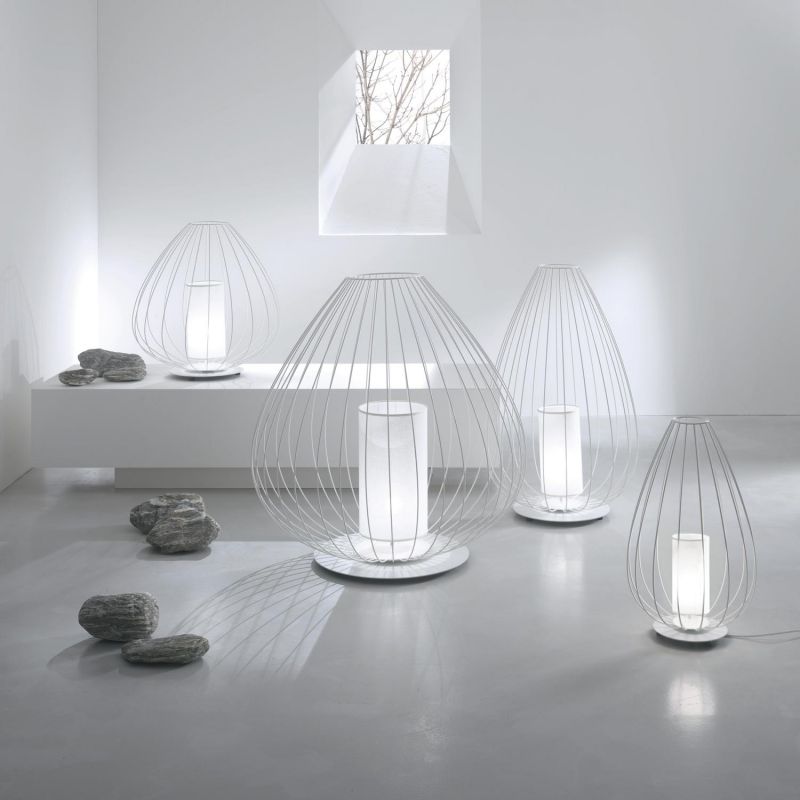 Cell Floor Lamp, Wide, 89 cm H, Bronze Metal with White Poly, E27, IP65
