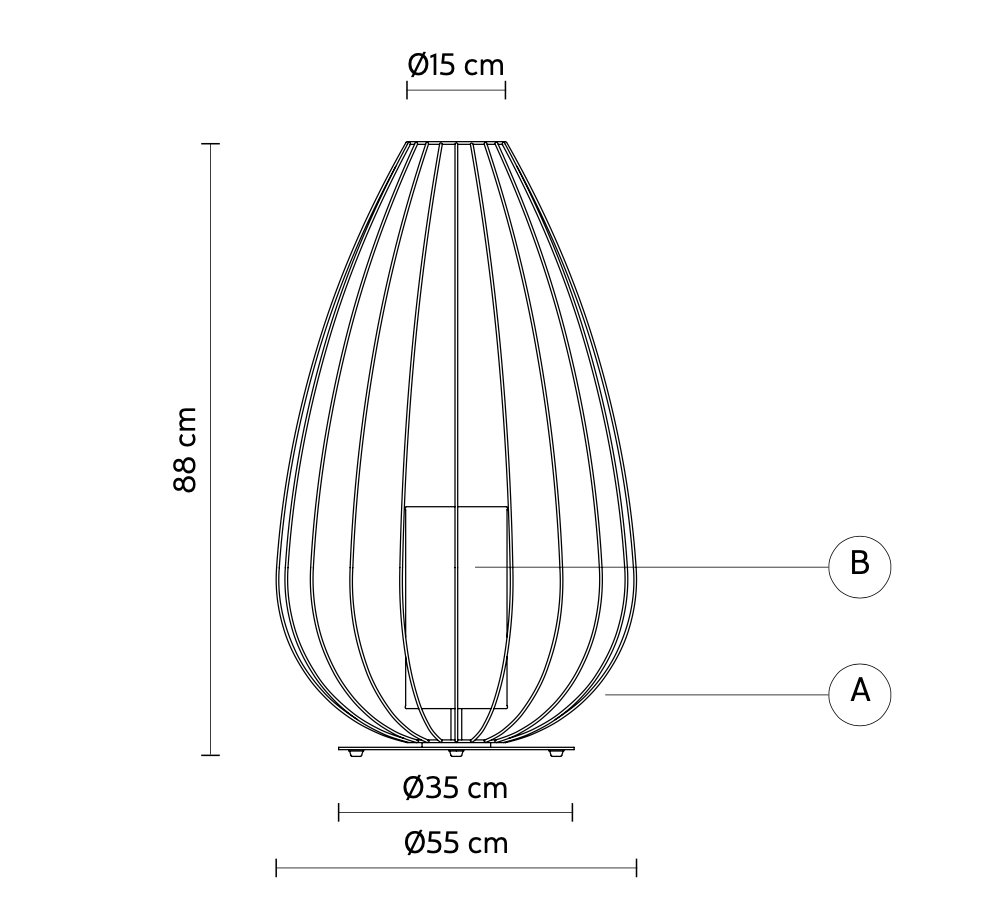 Cell Floor Lamp, Tall, 88 cm H, White Metal with White Poly, E27, IP65