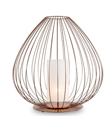 Cell Floor Lamp, Wide, 89 cm H, Bronze Metal with White Linen, E27, IP20
