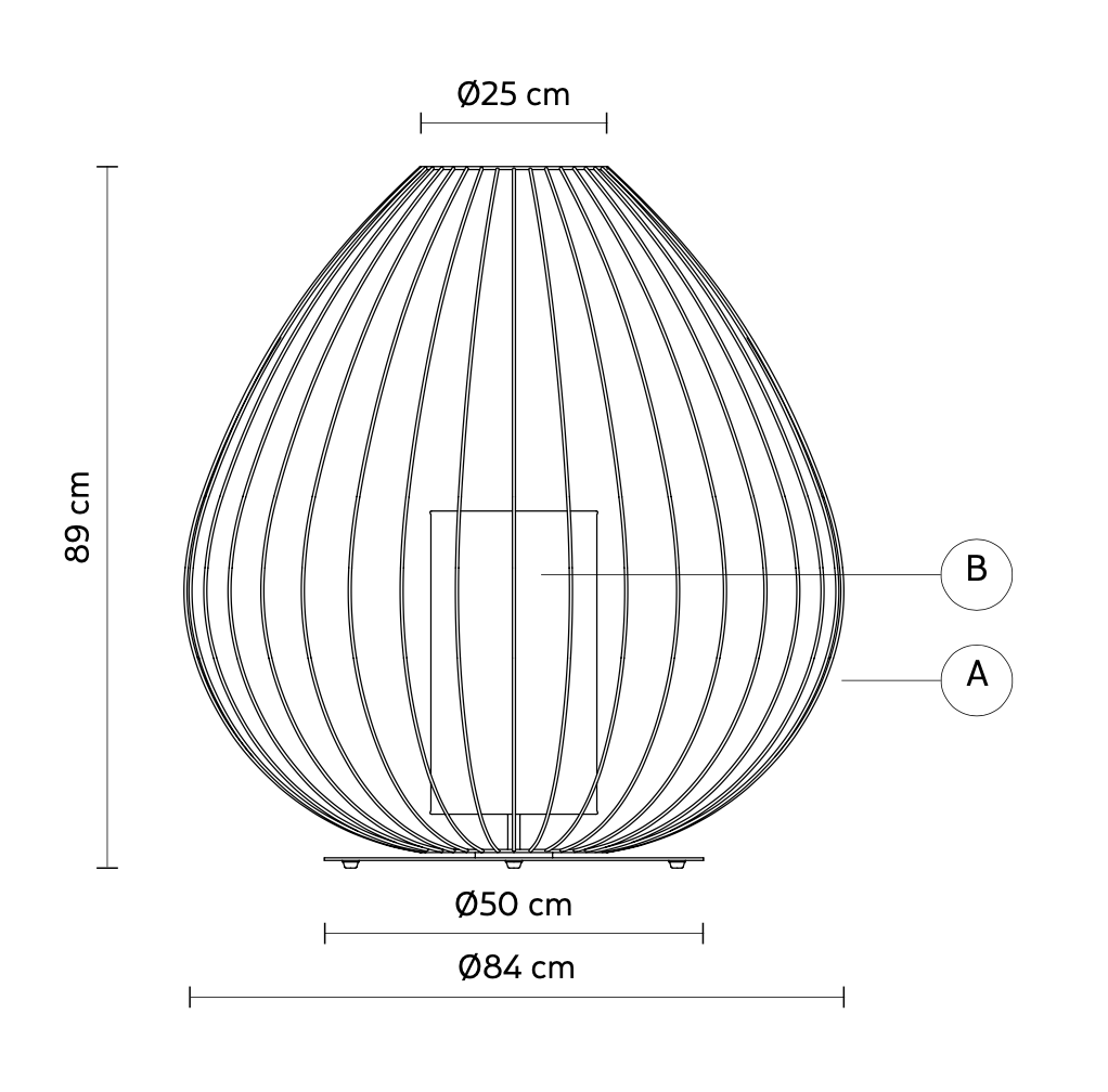 Cell Floor Lamp, Wide, 89 cm H, White Metal with White Linen, E27, IP20