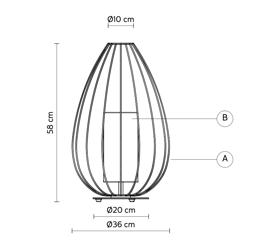 Cell Table Lamp, Tall, 58 cm H, Bronze Metal with White Linen, E27, IP20