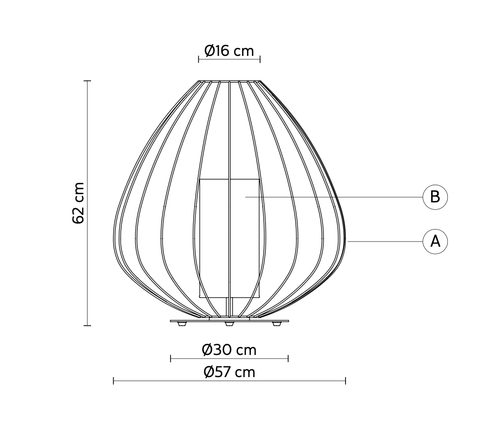 Cell Floor Lamp, Wide, 62 cm H, Bronze Metal with White Poly, E27, IP65