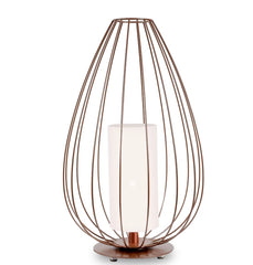 Cell Floor Lamp, Tall, 88 cm H, Bronze Metal with White Linen, E27, IP20