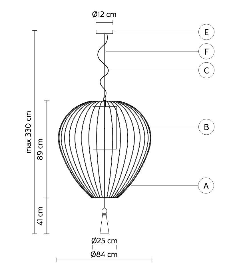 Cell Pendant Lamp, Wide, 89 cm H, Bronze Metal with White Linen and Black Tassel, E27, IP20 (Copy)