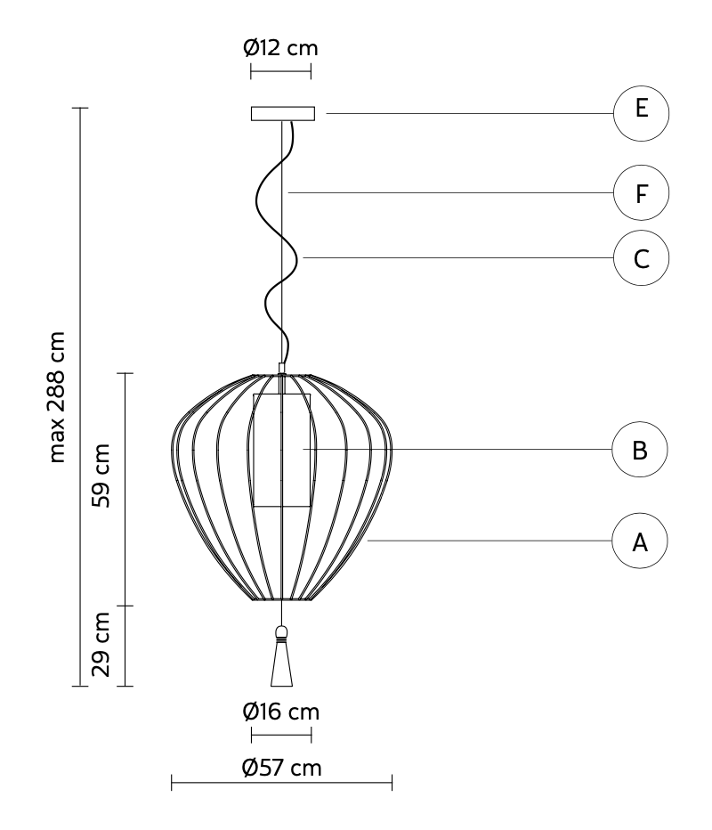 Cell Pendant Lamp, Wide, 59 cm H, Bronze Metal with White Linen and Black Tassel, E27, IP20