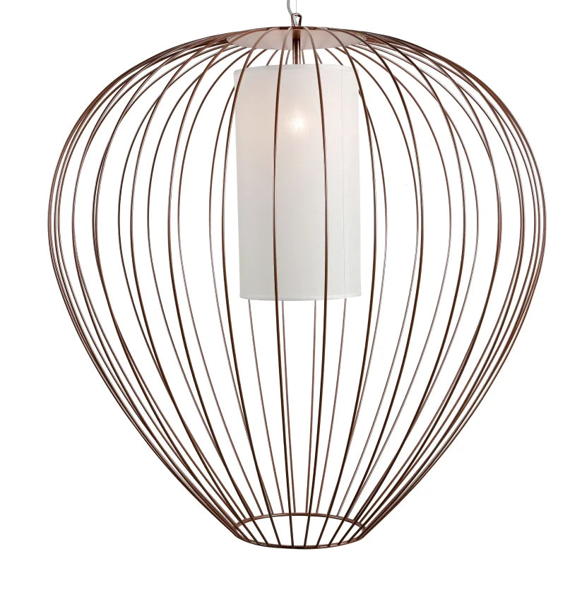 Cell Pendant Lamp, Wide, 59 cm H, Bronze Metal with White Poly, E27, IP65