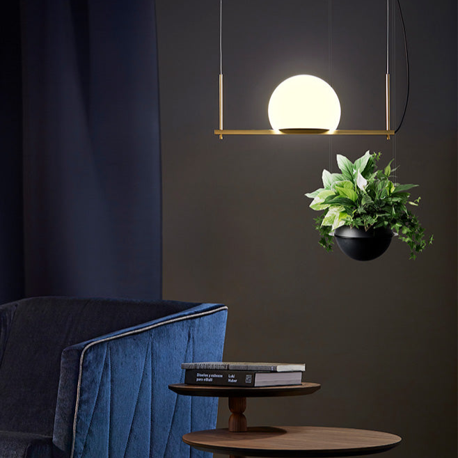 Circ Linear Pendant, Adjustable, 3 Lights, White Glass with Gold Hardware, Recessed Mount, LED, Triac Dim, IP20