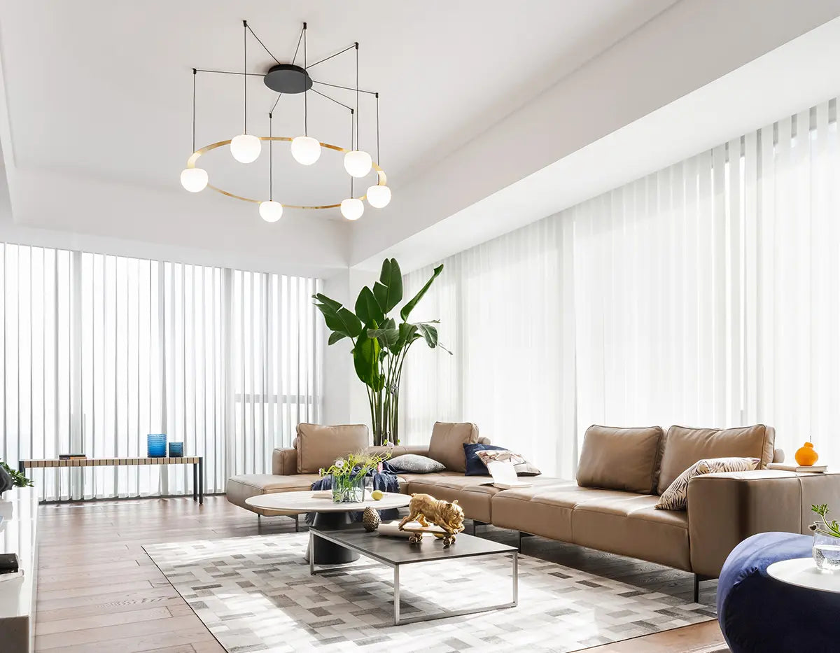 Circ Round Pendant, 2 Tiers, 4 + 7 Lights, White Glass with Black Hardware, Surface Mount, LED, Triac Dim, IP20