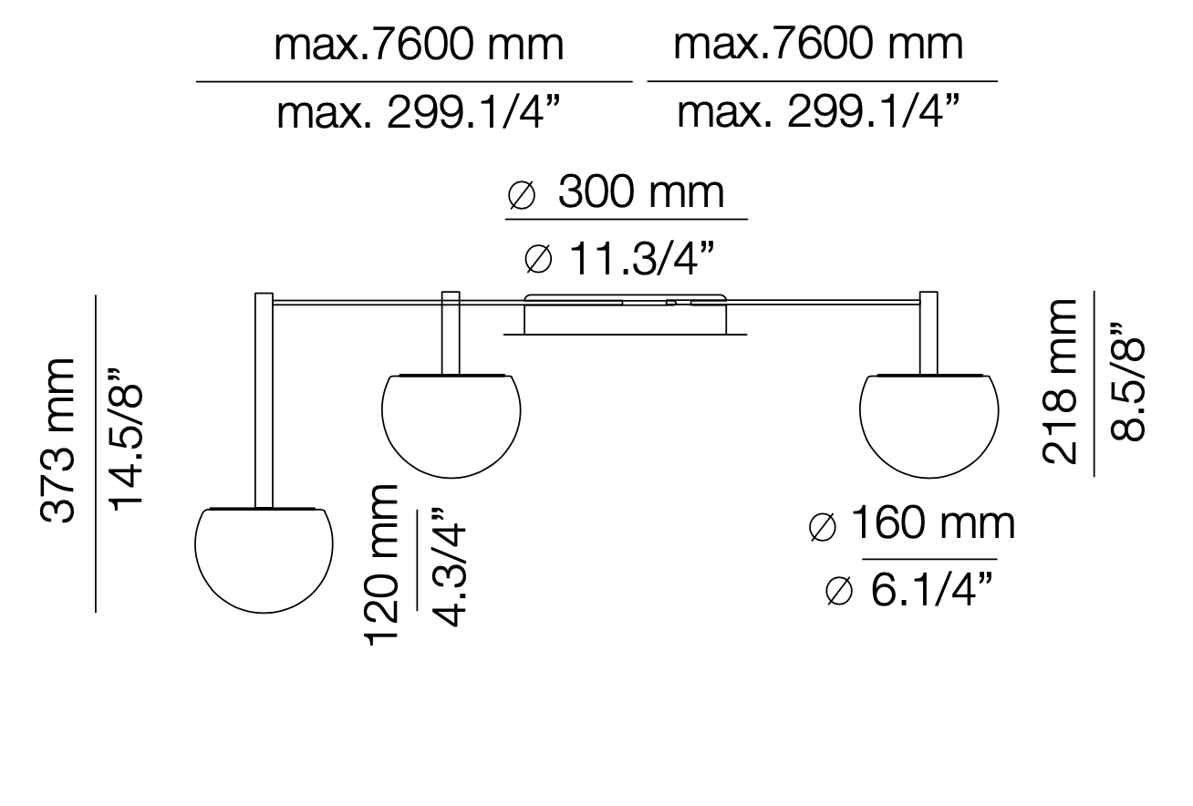 Circ Radial Ceiling, 3 Light, Surface Mount, LED, IP20