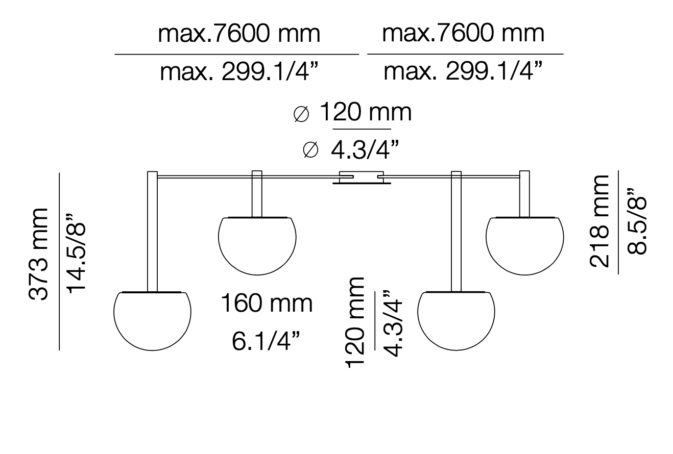 Circ Radial Ceiling, 4 Light, Recessed Mount, LED, IP20