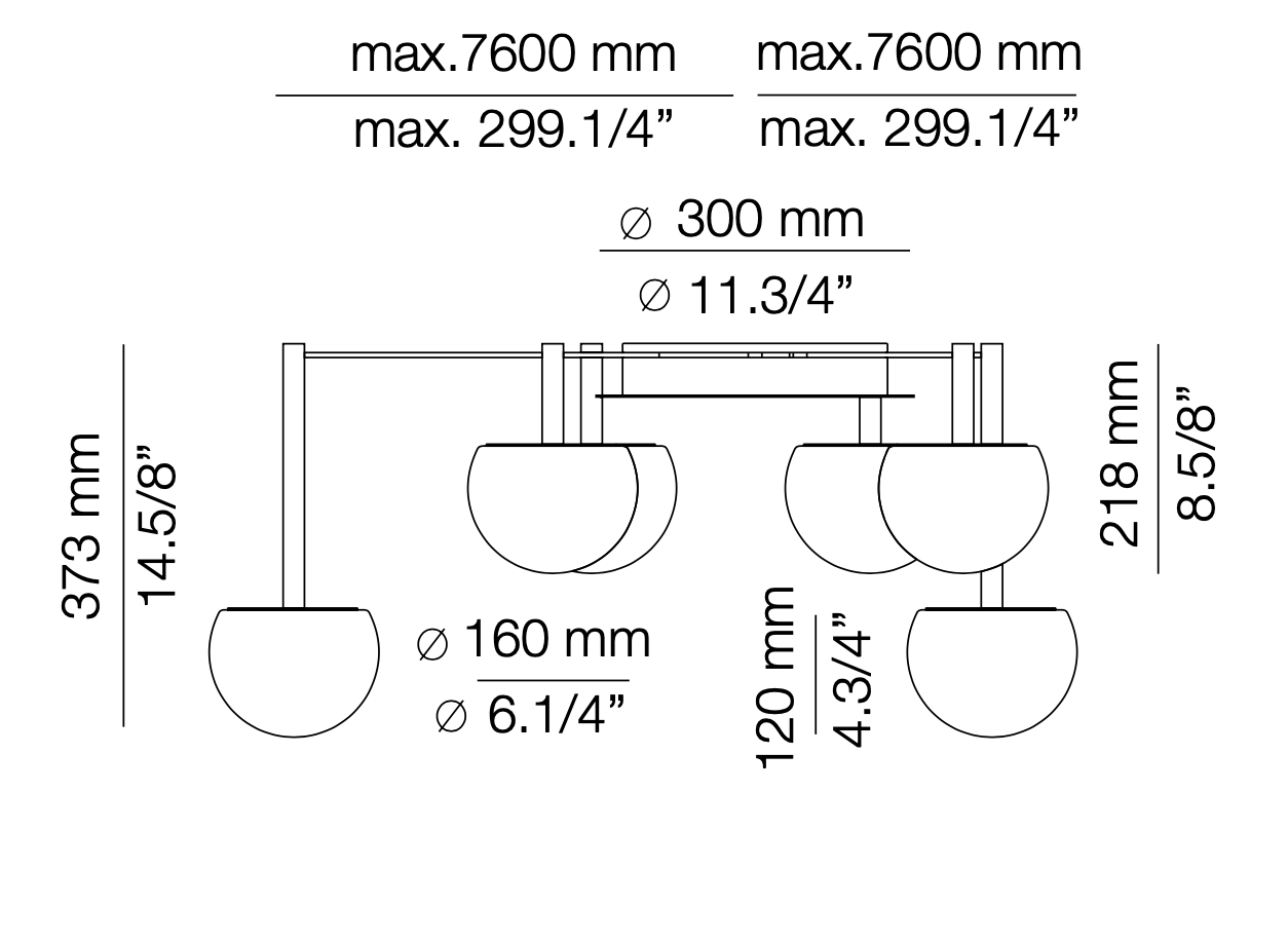 Circ Radial Ceiling, 6 Light, Surface Mount, LED, IP20
