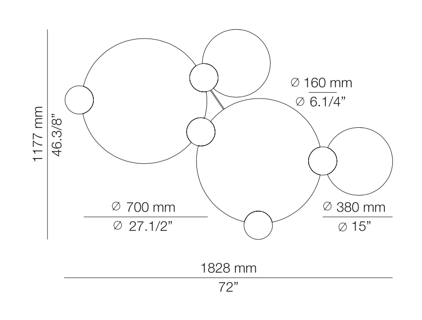 Circ Acoustic Ceiling, 5 Light, White Glass with Grey Panels, LED, IP20