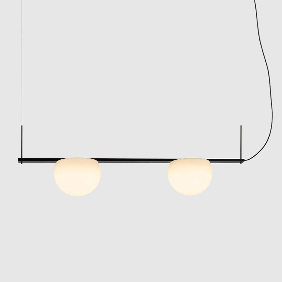 Circ Linear Pendant, 2 Lights, White Glass with Black Hardware, Recessed Mount, LED, Triac Dim, IP20