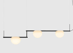 Circ Linear Pendant, Adjustable, 3 Lights, White Glass with Black Hardware, Surface Mount, LED, Triac Dim, IP20